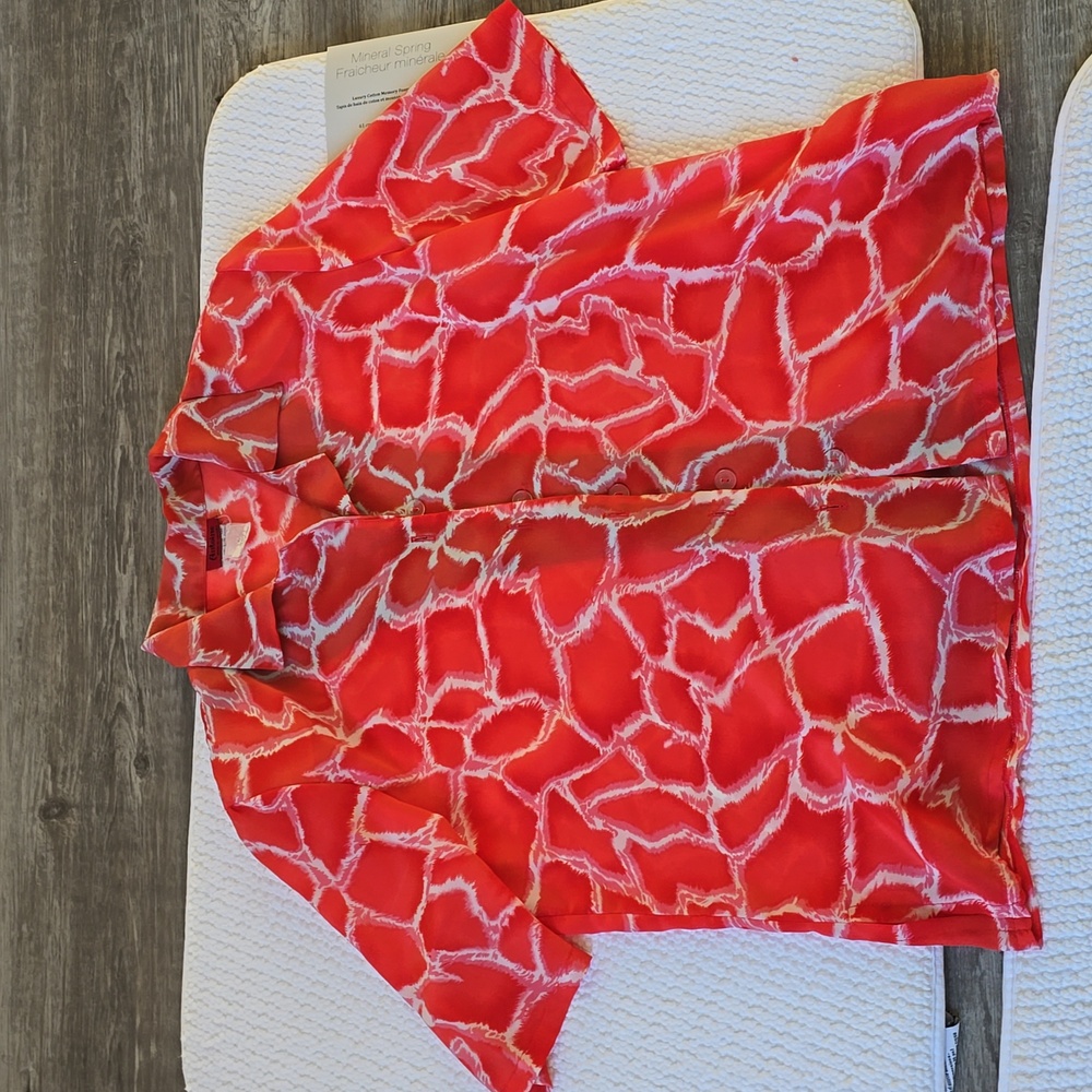 Women's M Red and White Blouse